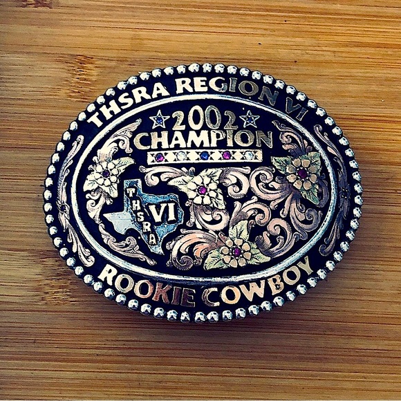 Accessories - $1,128  2002 Estate Champion Cowboy Buckle  Sterling Silver & 10K Gold Filled